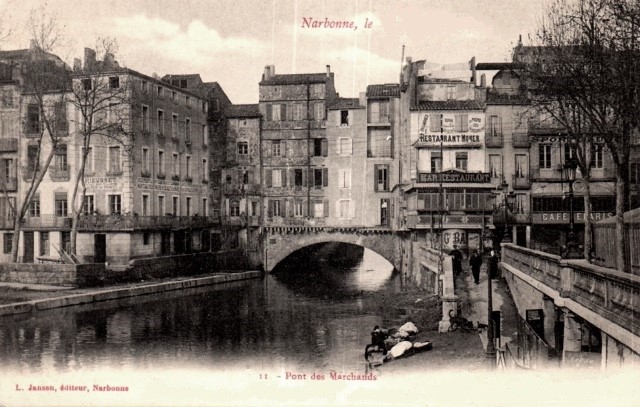 Narbonne aude le pont des marchands cpa