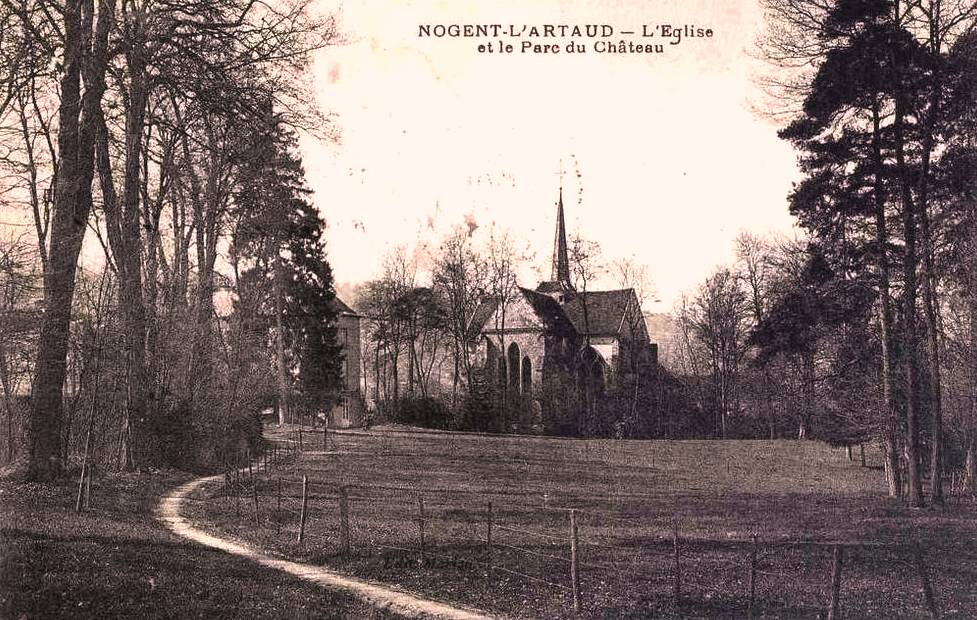 Nogent l'Artaud (Aisne) CPA Eglise et parc du château