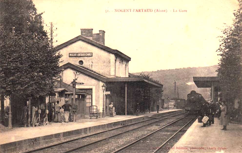 Nogent l'Artaud (Aisne) CPA Gare