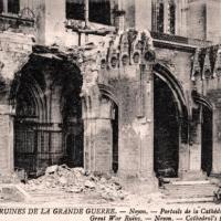 Noyon oise cpa 1914 1918 cathedrale portail