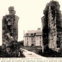 Noyon oise cpa 1914 1918 mont renaud ruines de l entree de la ferme et nouveau chateau