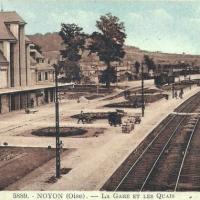 Noyon oise cpa gare apres guerre