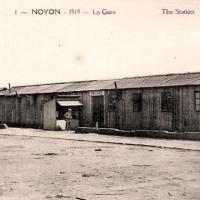 Noyon oise cpa gare provisoire 1919 