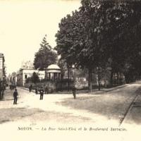 Noyon oise cpa place st eloi et bld sarrazin