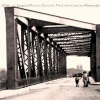 Noyon oise cpa pont du canal du nord avant 1918