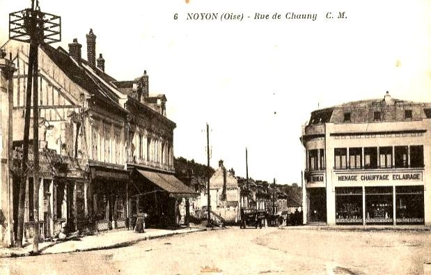 Noyon oise cpa rue de chauny