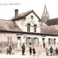 Oeuilly (Aisne) CPA mairie, école, église Saint Rémi