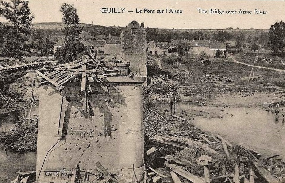 Oeuilly (Aisne) CPA pont sur l'aisne 1914