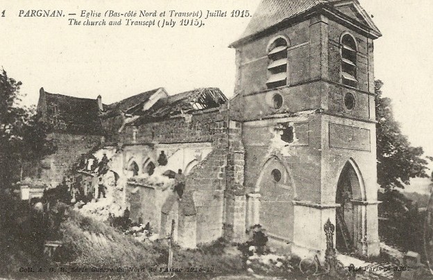 Pargnan (Aisne) CPA église en 1915