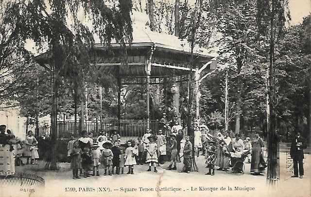 Paris 75 un kiosque a musique cpa