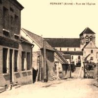 Pernant (Aisne) CPA La rue de l'église 1914-1918
