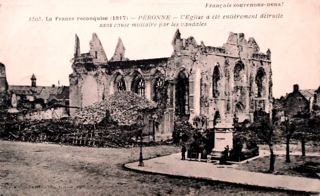 Peronne somme 1914 1918 l eglise en ruines cpa