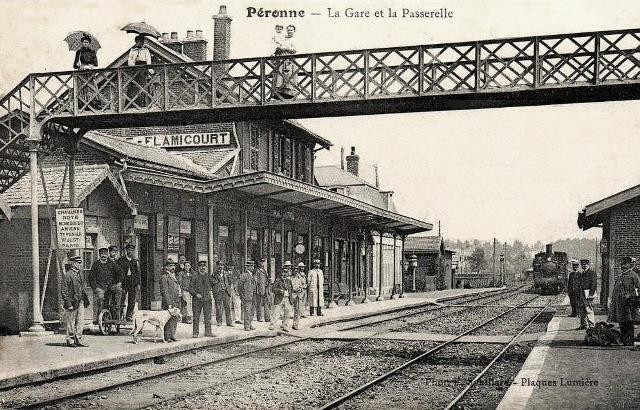 Peronne somme la gare vers 1909 1er batiment les quais cpa