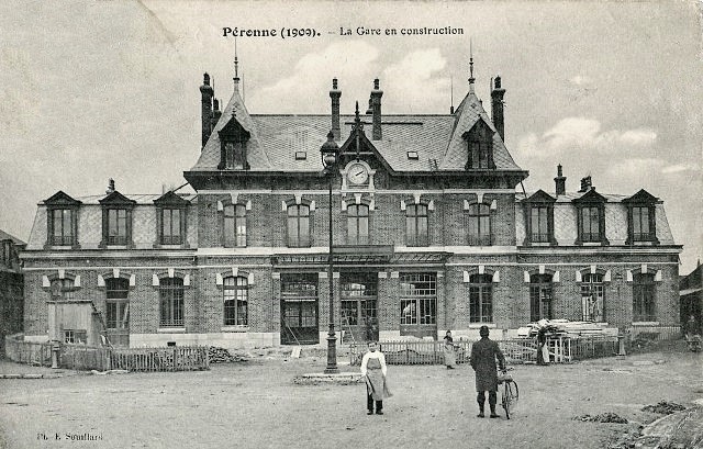 Peronne somme la gare vers 1909 2eme batiment cpa