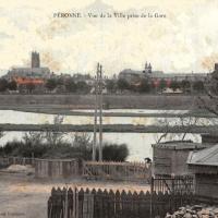 Peronne somme vue generale de la gare cpa