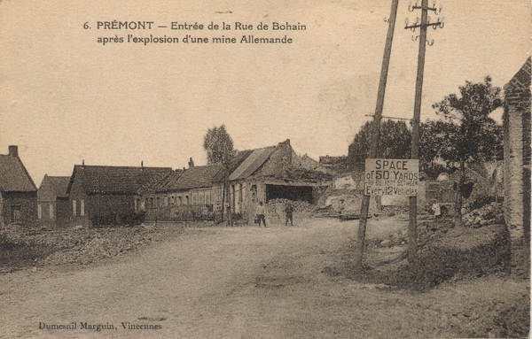 Prémont (Aisne) CPA Rue de Bohain (1914-18)