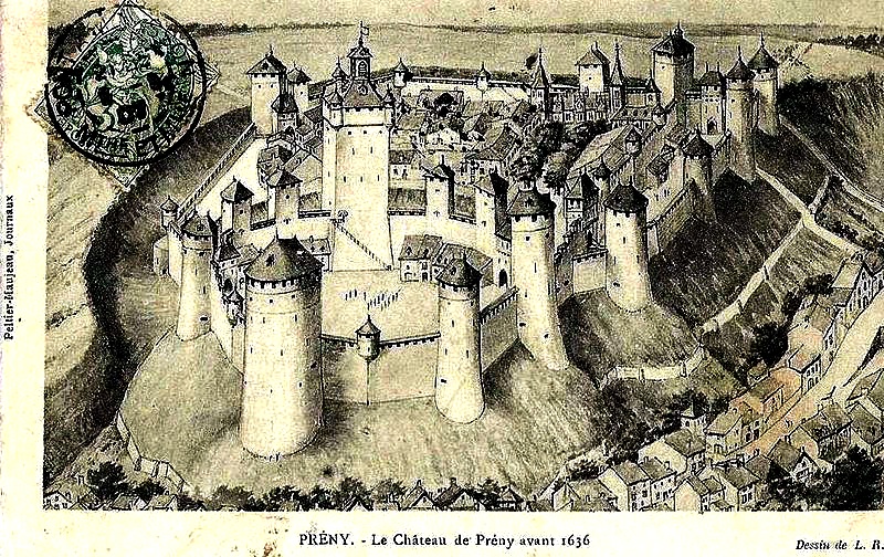 L'ancien château de Prény avant 1636, reconstitution