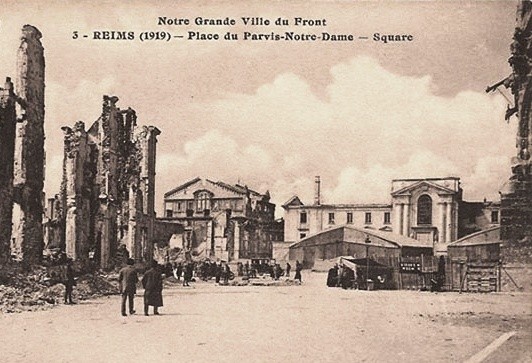 Reims 51 la place du parvis notre dame 1914 1918