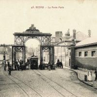 Reims 51 la porte de paris et le tram cpa