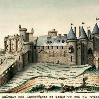 Reims 51 le chateau de la porte de mars gravure