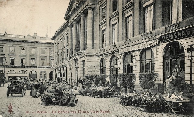 Reims 51 le marche aux fleurs cpa