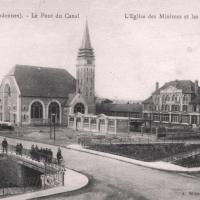 Rethel (08) L'église des Minimes, le pont du canal et les écoles CPA