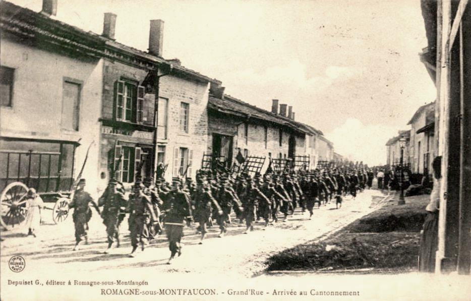 Romagne-sous-Montfaucon (Meuse) 1914-1918, arrivée du cantonnement CPA