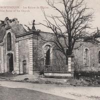 Romagne-sous-Montfaucon (Meuse) 1914-1918, ruines de l'église CPA