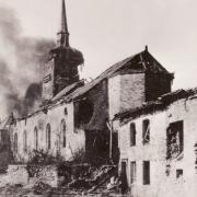Romagne-sous-Montfaucon (Meuse) 1914-1918, un obus sur l'église