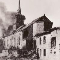 Romagne-sous-Montfaucon (Meuse) 1914-1918, un obus sur l'église