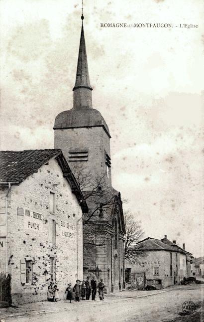Romagne-sous-Montfaucon (Meuse) L'église Saint Michel en 1905