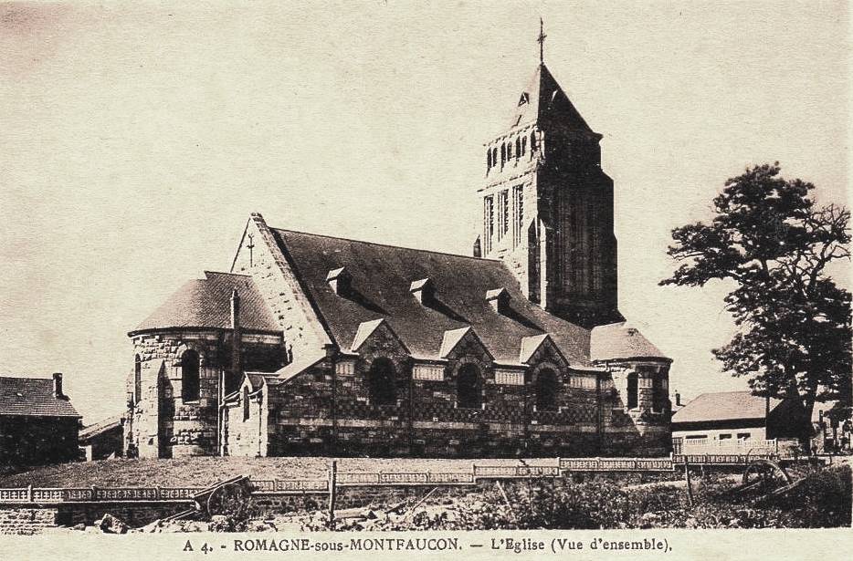 Romagne-sous-Montfaucon (Meuse) L'église après 1925 CPA