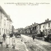 Romagne-sous-Montfaucon (Meuse)  La rue principale, Hôtel Français CPA