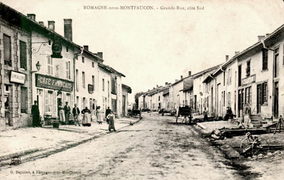 Romagne-sous-Montfaucon (Meuse)  La rue principale, Hôtel Français CPA