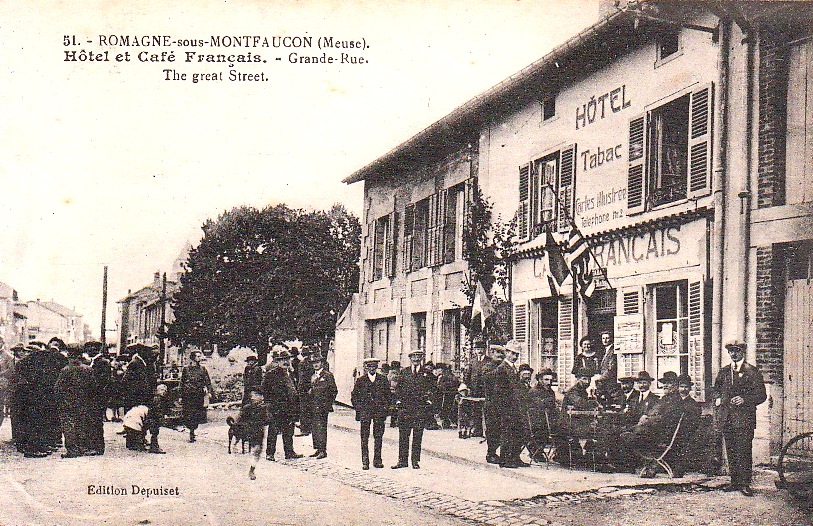 Romagne-sous-Montfaucon (Meuse)  La rue principale, Hôtel Français CPA