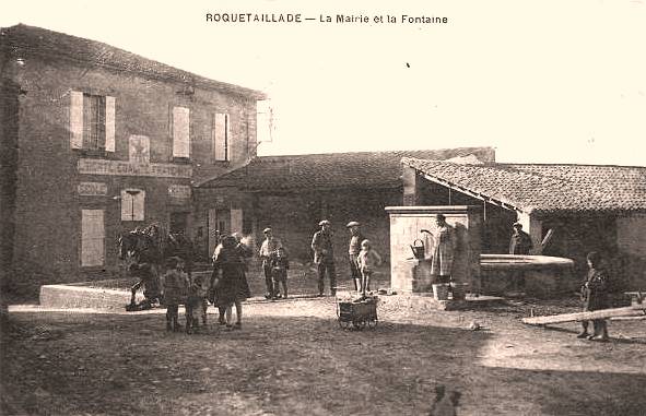 Roquetaillade (Aude) CPA La mairie et la fontaine