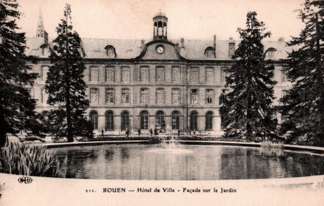 Rouen seine maritime l hotel de ville et jardin cpa