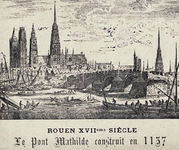 Rouen seine maritime le pont mathilde gravure