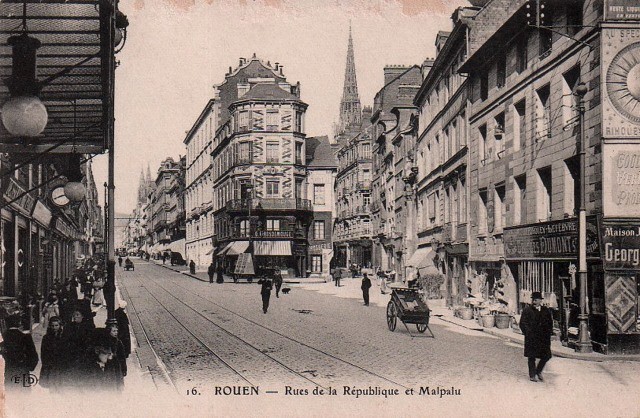 Rouen seine maritime rues de la republique et malpalu cpa