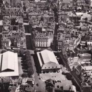 Rouen seine maritime vue aerienne la place du vieux marche cpa