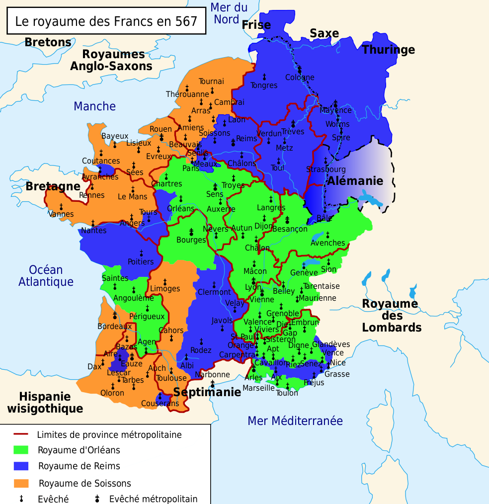 Le Royaume des Francs en 567