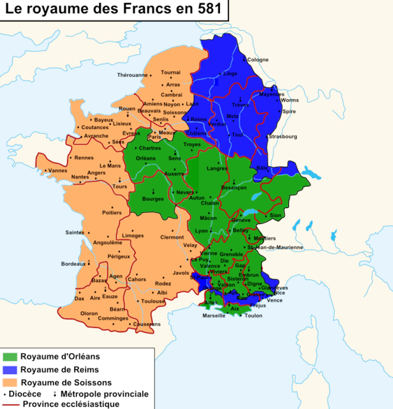 Le Royaume des Francs en 581