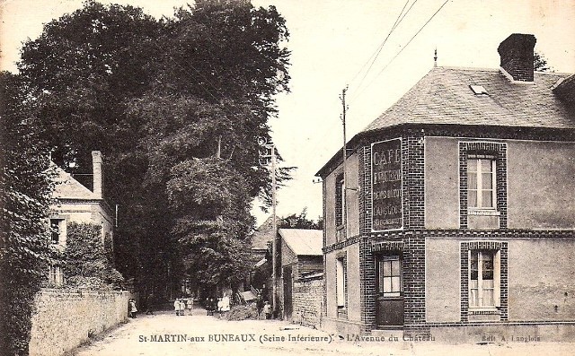 Saint martin aux buneaux seine maritime cafe cpa 1935