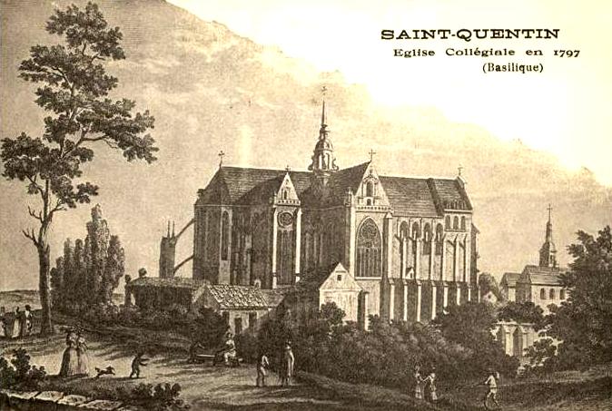Saint-Quentin (Aisne) CPA la Collégiale gravure 1797