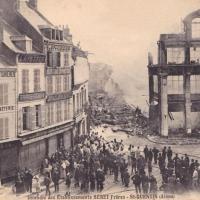 Saint-Quentin (Aisne) CPA Ets Séret incendie 1908