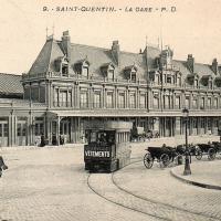 Saint-Quentin (Aisne) CPA  la gare tramway en 1906
