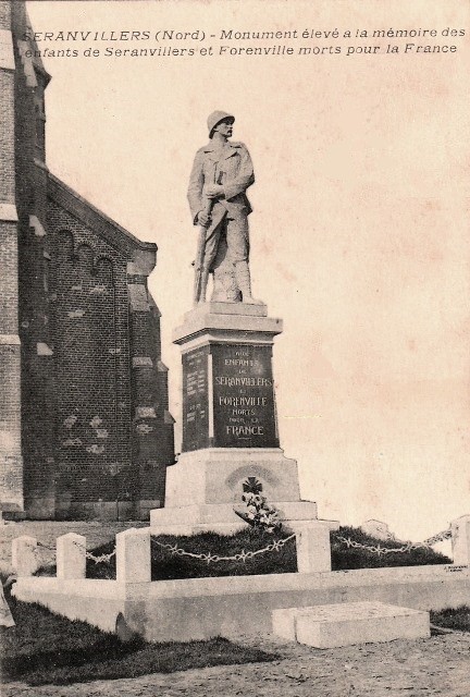 Seranvillers forenville 59 le monument aux morts cpa