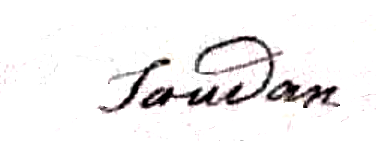 Soudan Antoine Prudent (1822/1881), sa signature en 1850