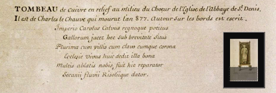 Tombeau de cuivre de Charles II dit le Chauve, texte