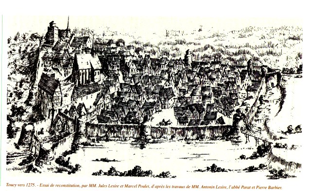 Toucy (89) La ville vers 1275, gravure